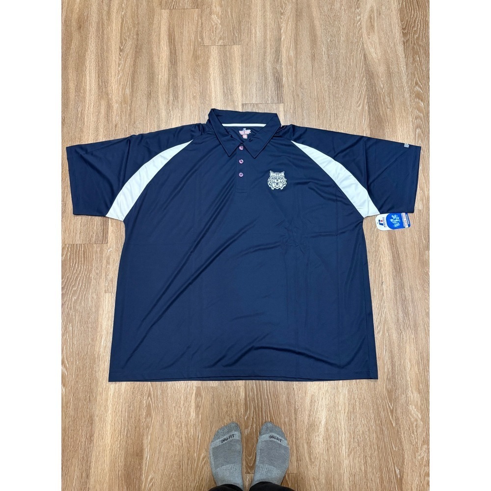Russell Athletic Team Issue Mens 5X Navy Blue White Wildcat Polo Shirt NWT